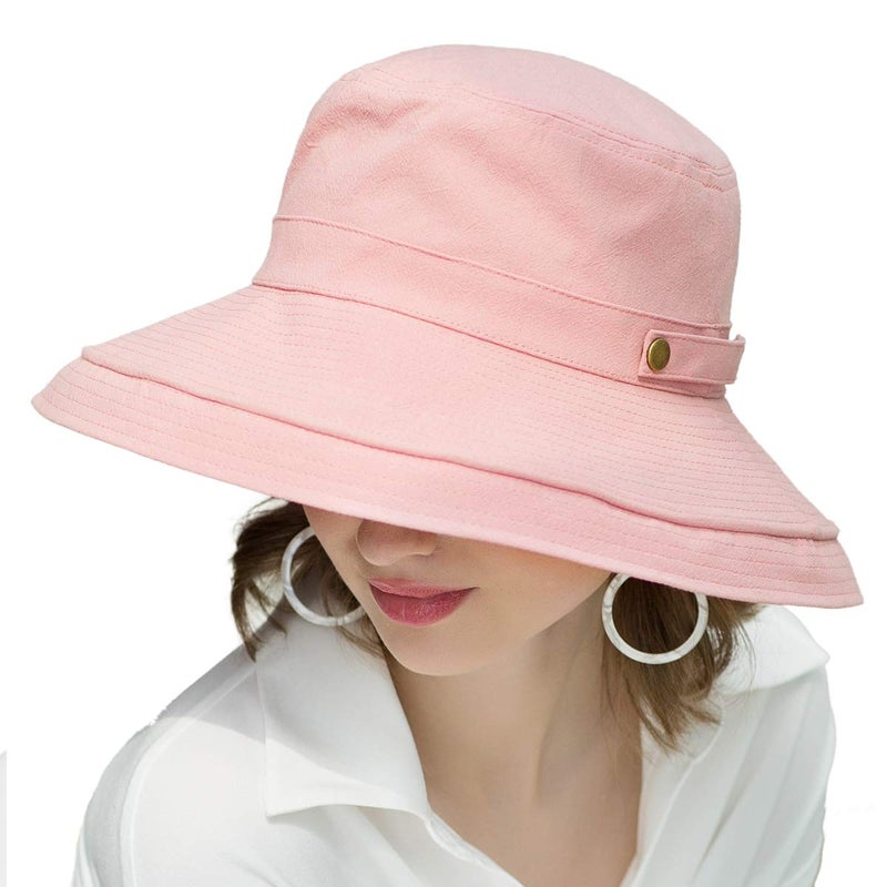 SOMALER Womens Cotton Wide Brim Sun Hats UPF54+ UV Packable Beach Hat Summer Bucket Cap for Travel - Image 1